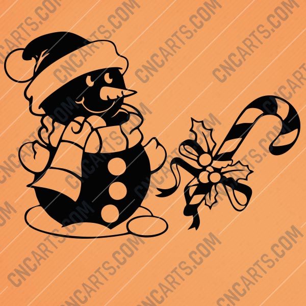 Snowman candy cane design files - EPS AI SVG DXF CDR