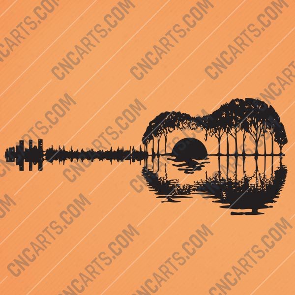 Guitar light painting design files - EPS AI SVG DXF CDR R00139