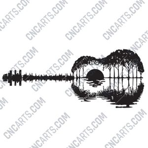 Guitar light painting design files - EPS AI SVG DXF CDR R00139