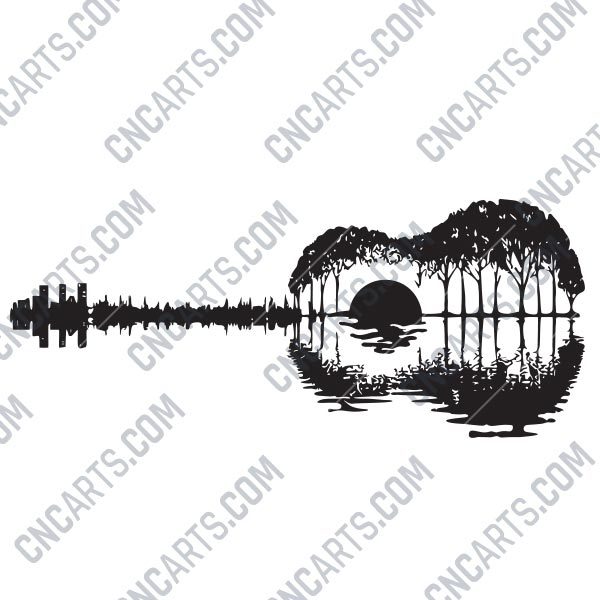 Guitar light painting design files - EPS AI SVG DXF CDR R00139