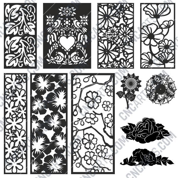 Pack Flowers design files - DXF EPS AI SVG PDF CDR