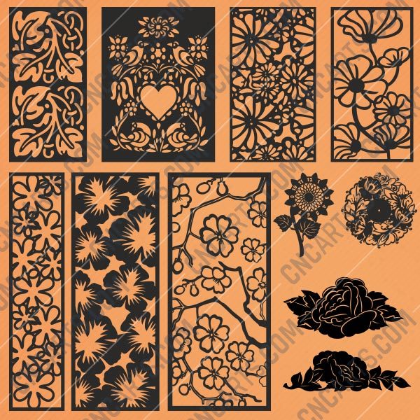 Pack Flowers design files - DXF EPS AI SVG PDF CDR