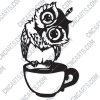 Owl on the coffee cup design files - EPS AI SVG DXF CDR