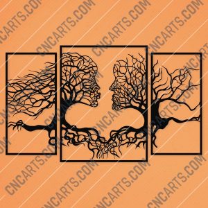 Wall art Vectors - Abstract Kiss Tree - SVG DXF EPS AI CDR