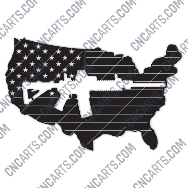 Download American flag vector with a Gun Design file - DXF SVG EPS ...