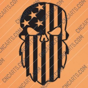 Beard Punisher USA Flag Skull Design files - DXF SVG EPS AI CDR