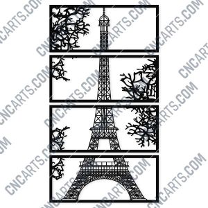 Wall art Vector - Design Pattern Eiffel Tower - SVG DXF EPS AI CDR