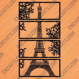 Wall art Vector - Design Pattern Eiffel Tower - SVG DXF EPS AI CDR