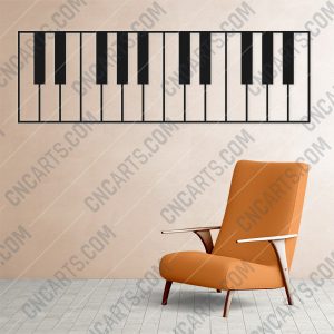 Piano Wall Art Keyboard Vector Design file - DXF SVG EPS AI CDR