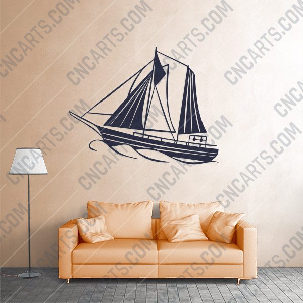 Sailboat Modern Steel Wall Art Vector Design file - DXF SVG EPS AI CDR