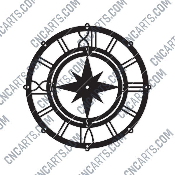 Compass Wall Clock Sailor Design file - DXF SVG EPS AI CDR