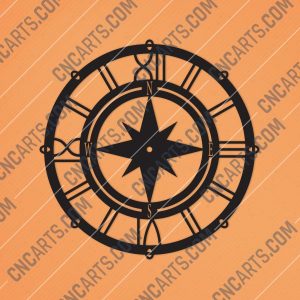 Compass Wall Clock Sailor Design file - DXF SVG EPS AI CDR