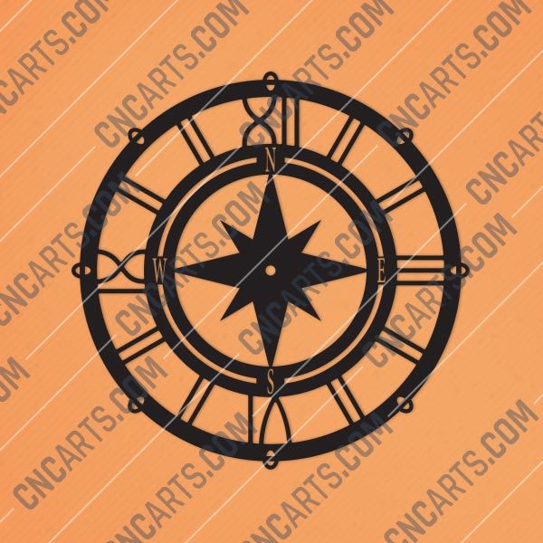 Compass Wall Clock Sailor Design file - DXF SVG EPS AI CDR