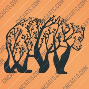 Bear Tree Art Vector Design file - DXF SVG EPS AI CDR