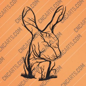 Rabbit Tree Art Vector Design file - DXF SVG EPS AI CDR