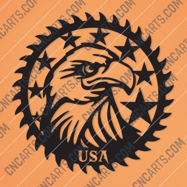 Patriotic Saw Blade Scroll Saw USA Flag American Vector Design files - DXF SVG EPS AI CDR