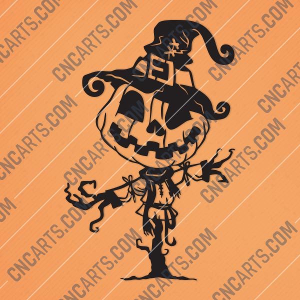 Pumpkin Scarecrow Art Vector Design file - DXF SVG EPS AI CDR