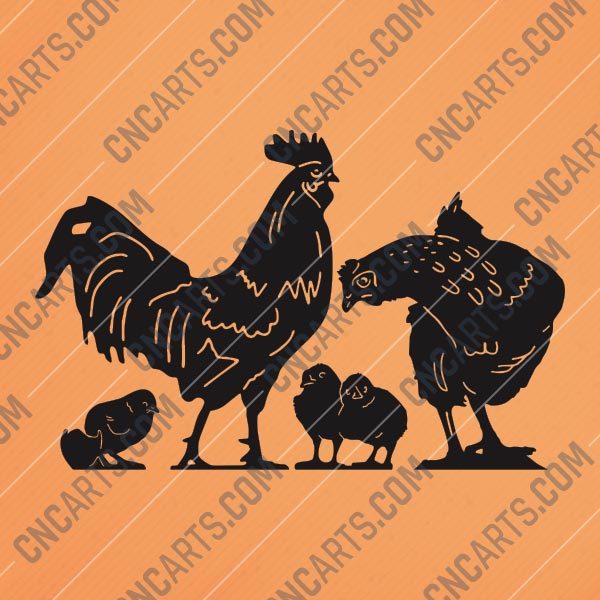 Chicken set vector design files - DXF SVG EPS AI CDR