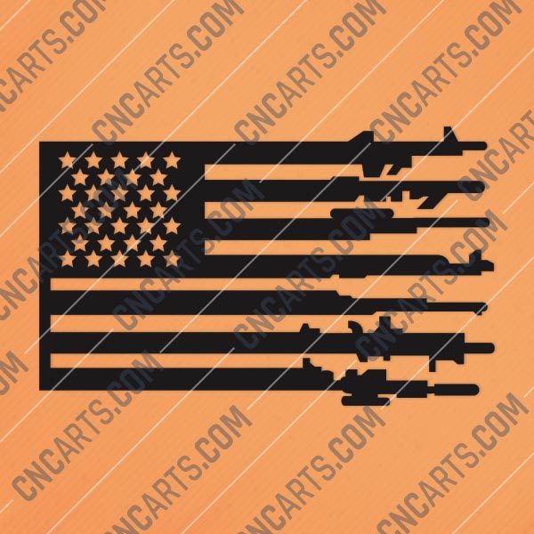 Patriotic USA Flag American Vector Design files - DXF SVG EPS AI CDR P226