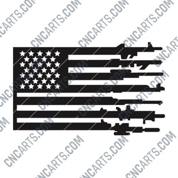 Patriotic USA Flag American Vector Design files - DXF SVG EPS AI CDR P226