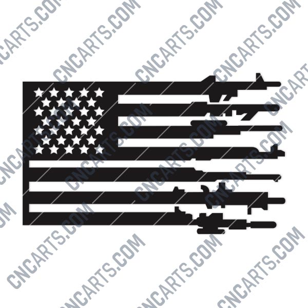 military Patriotic veteran 2a American Flag AR-15 Sign SVG memorial gun Cricut usa Vector Glowforge CNC Laser Engraving