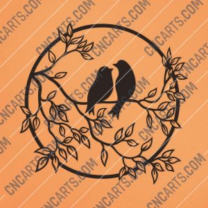 Birds on a branch - DXF SVG EPS AI CDR