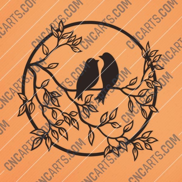 Birds on a branch - DXF SVG EPS AI CDR