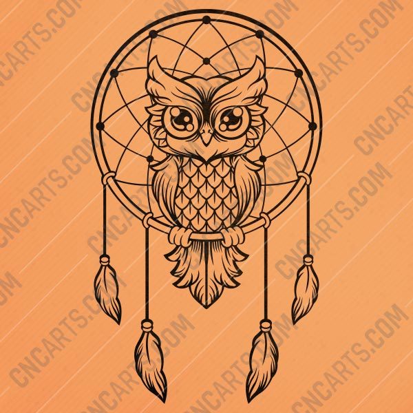 Owl dream catcher design files - DXF SVG EPS AI CDR
