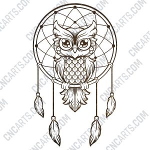 Owl dream catcher design files - DXF SVG EPS AI CDR