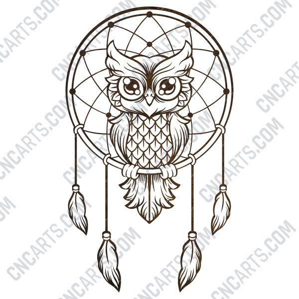 Owl dream catcher design files - DXF SVG EPS AI CDR