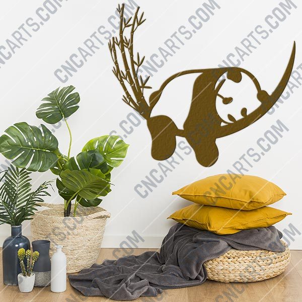 Resting Panda and Bamboo design files – SVG DXF EPS PNG