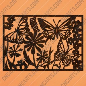 Butterfly flowers wall decoration design files - DXF SVG EPS AI CDR