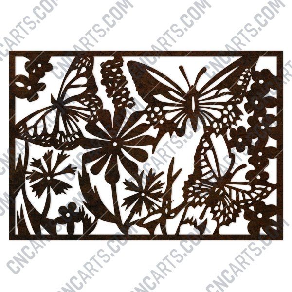 Butterfly flowers wall decoration design files - DXF SVG EPS AI CDR