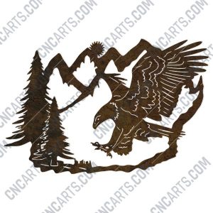 Eagle and pine tree vector decoration design files - DXF SVG EPS AI CDR