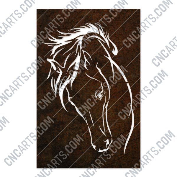 Horse face vector design files - DXF SVG EPS AI CDR