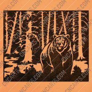 Bears in trees design files - DXF SVG EPS AI CDR