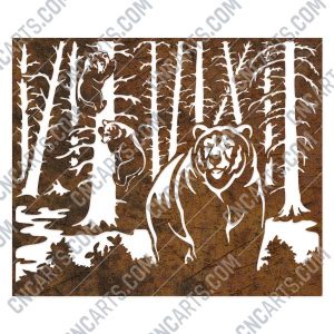 Bears in trees design files - DXF SVG EPS AI CDR