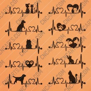 Heartbeat vector design files - DXF SVG EPS AI CDR