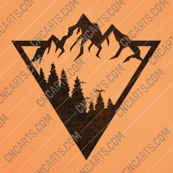 Triangle mountain tree pine design files - DXF SVG EPS AI CDR