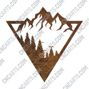 Triangle mountain tree pine design files - DXF SVG EPS AI CDR