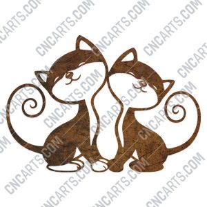 Two cats vector design files - DXF SVG EPS AI CDR