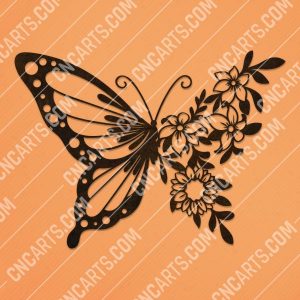 Butterfly flowers vector design files - SVG DXF EPS AI CDR