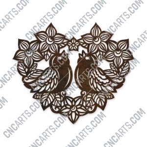 Heart flowers with birds vector design files - SVG DXF EPS AI CDR