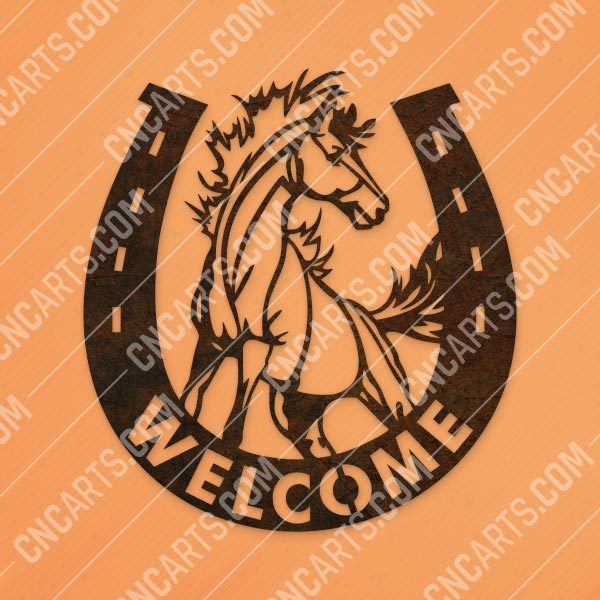 Horseshoe welcome vector design files – DXF SVG EPS AI CDR