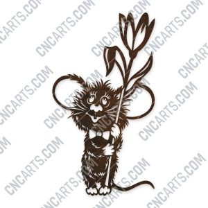 Mouse with flower vector design files - SVG DXF EPS AI CDR