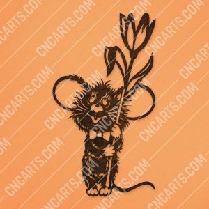 Mouse with flower vector design files - SVG DXF EPS AI CDR