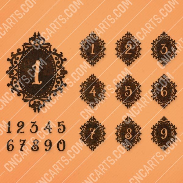 Laser cutting numbers template vector design files - SVG DXF EPS AI CDR