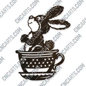 Cute bunny cup rabbit design files - DXF SVG EPS AI CDR