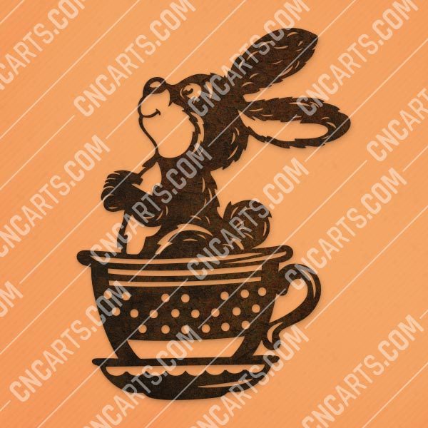 Cute bunny cup rabbit design files - DXF SVG EPS AI CDR