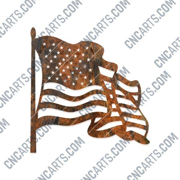 American flapping flag design files - SVG DXF EPS AI CDR